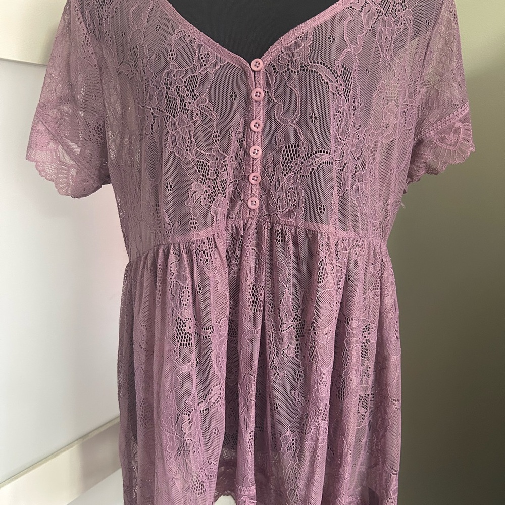 Torrid Dusty Pink Lace Blouse